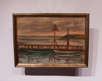Oil painting of danish beach, signed FK, 1930s