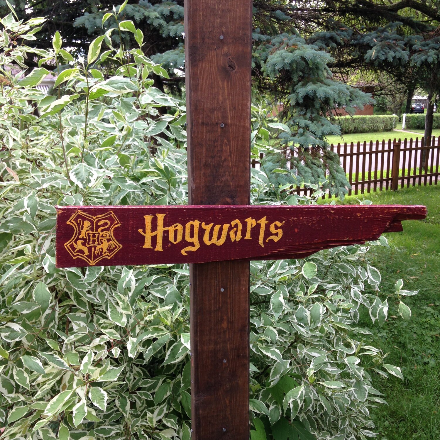 Hogwarts Distressed Wooden Directional Sign