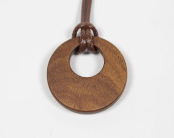 Afromosia Creole Pendant, Wooden Pendant, Creole Necklace, Rosewood Pendant, Wooden Necklace, Wood Necklace, Round Pendant