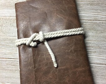 Faux leather journal, vegan leather, hand made; 3rd anniversary gift lined paper or plain paper