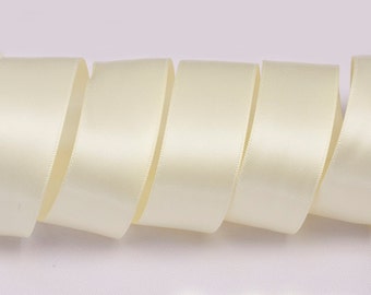 Ivory White Ribbon, Double Faced Satin Ribbon, Widths Available: 1 1/2", 1", 6/8", 5/8", 3/8", 1/4", 1/8"