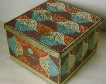 vtg 50s German tin box Teekanne Pompadour