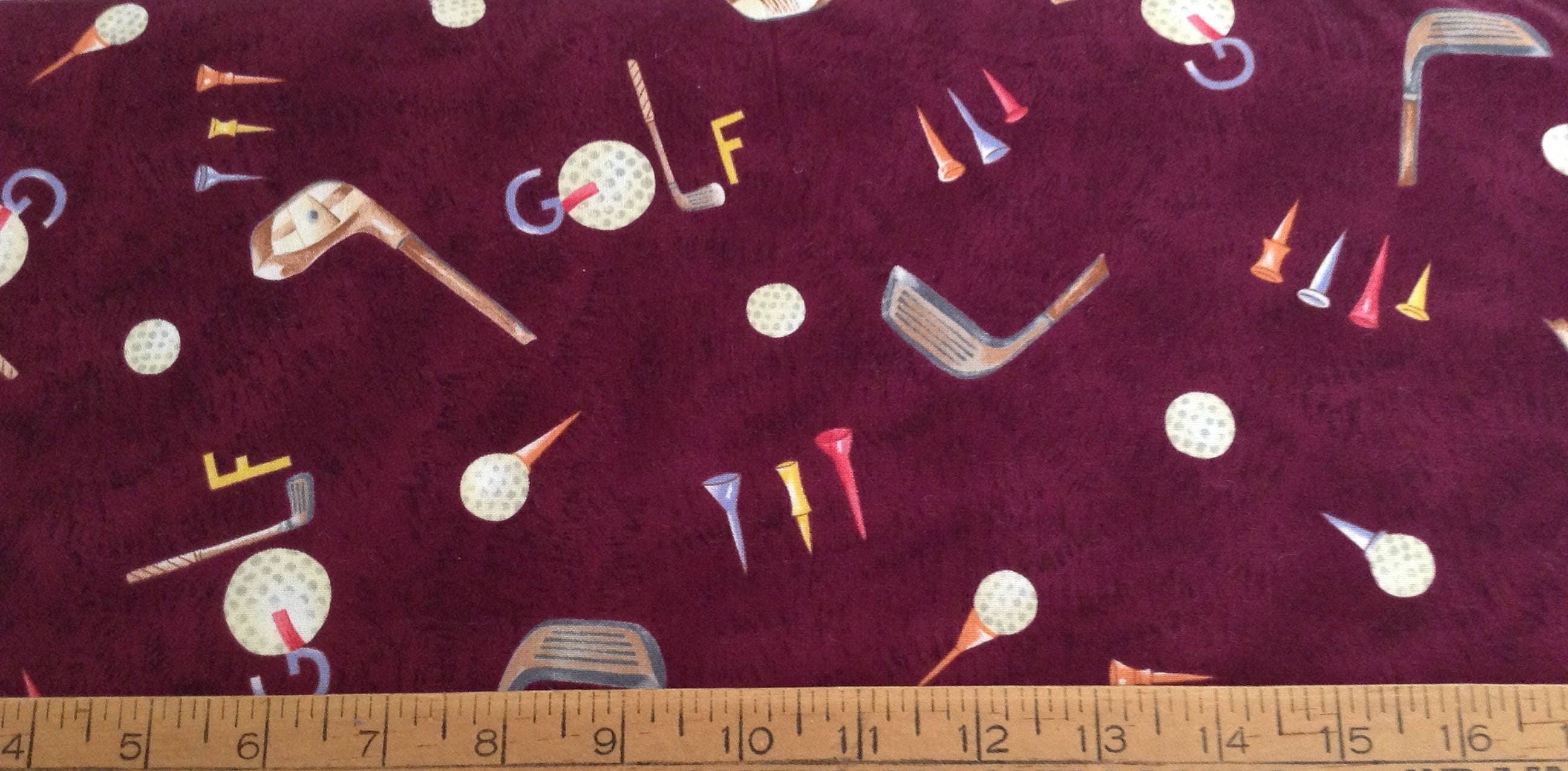 Golf theme cotton fabric by the yard