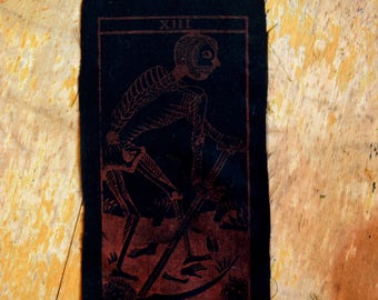 Death tarot screenprint patch - black
