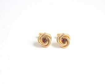 Vintage Cuff Links, Knot Cuff Links, Knotted Cuff Links, Gold Knot Cuff Links, Gold Cuff Links, Red & Gold Cuff Links, Nautical Cuff Links