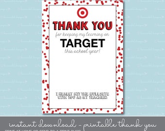 Target Gift Card Thank You - Teacher Gift - Instant Download - Printable