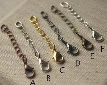 SIX Necklace extenders, 2 inch chain extenders, FULL set of six extender chains SOLDERED strong links 100% guaranteed not to break