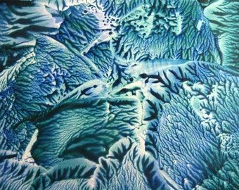 4X6 Teal & Blue Abstract Encaustic (Wax) Original Painting / Postcard Size Art / Desk Art / SFA (Small Format Art)