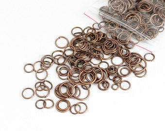 Antique Copper Jump Rings Mix 4mm - 10mm