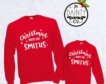 Pair of Family Matching Christmas Jumpers adult & child, Ugly Christmas Sweater, Xmas Personalised Sweatshirt, Xmas Jumpers, Christmas with