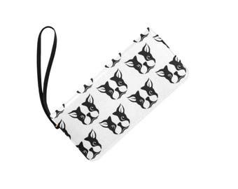 Boston Terrier clutch purse. Women Wallet.