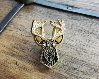 Lord of the Woodland, Stag Enamel Lapel Pin | Limited Edition| High Polish, Enamel & Gold Plated