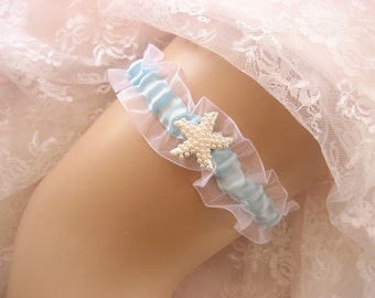 Wedding Garter Starfish Blue Garter Toss Garter / Garter Belt / Garder/ Something Blue/ Beach Wedding