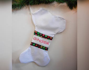 Personalized Custom Large Embroidered Dog Bone Stocking, Handmade, Christmas, Decor, Holidays, Gift, Pets, Made to Order