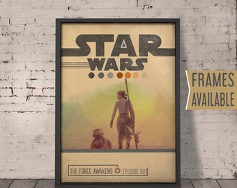 STAR WARS The Force Awakens Episode VII Movie Poster ***Frames Available*** Minimal Design Wall Art Print* Gift For Him , Gift For Her