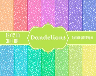 Pastel Dandelion Seeds Digital Paper Commercial Use Printable Scrapbook Paper Pack Baby Shower Background Dandelion Designs Wallpaper Fabric