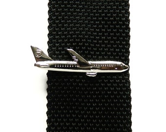 Airplane tie clip wedding groomsmen gift for men pilot airliner vintage plane tie clips