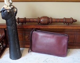 Dads Grads Sale Coach NYC Beautiful Burgundy Basic Bag- Made In New York City U.S.A. Very Good Condition- Wristlet In Tact -Strap Missing