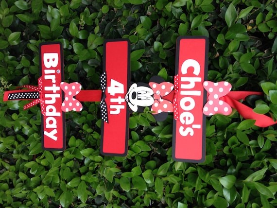 Minnie Mouse Party Sign Black/Red/Red and White Polka Dots