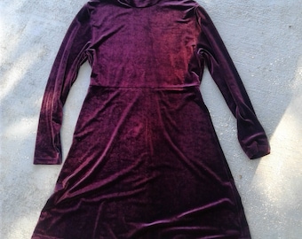 Ladies purple 90s crushed velvet babydoll dress