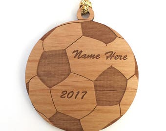 Personalized Wood Soccer Ball Ornament