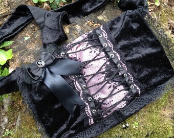 Handbag Gothic lolita black velvet and lace doll baby