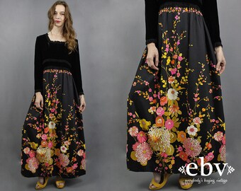 Velvet Maxi Dress Floral Maxi Dress 1970s Maxi Dress 70s Maxi Dress 70s Party Dress Hippie Dress Hippy Dress 1970s Dress 70s Dress M L