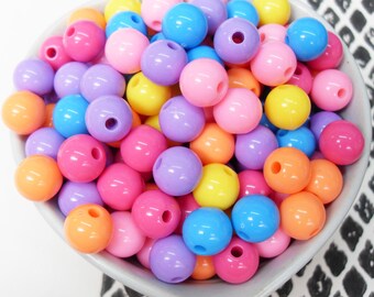 50x 10mm Resin Multi color Globe beads .. Bubblegum Fun