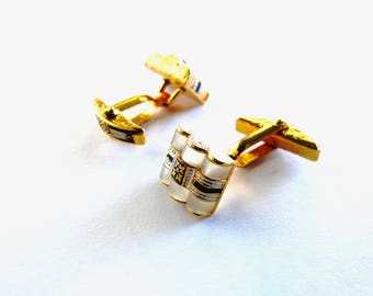 Vintage Damascene Mother of Pearl Cufflinks