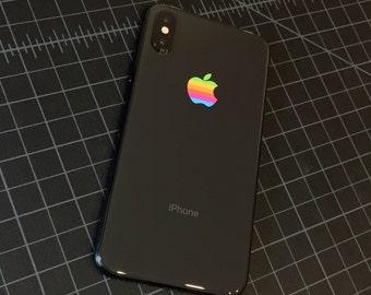 Set of 2 Retro vintage apple rainbow logo iPhone X, iPhone 8, iPhone 7, iPhone 6