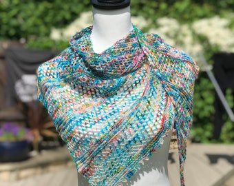PDF Shawl Knitting Pattern - My Wavelength - Make with one skein