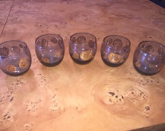 Mid Century Dorothy Thorpe Roly Poly glasses set of 5
