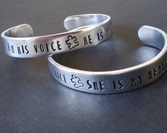 Autism cuff bracelet, autism awareness and acceptance, disability awareness