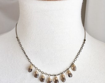 Smokey Quartz Briolette Necklace