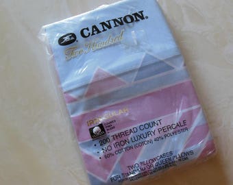 Standard Size Pair Pink & Blue Design Pillow Cases, By Cannon, New In Package, Old Stock