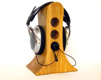 Stand for headphones from wood cherry, original design
