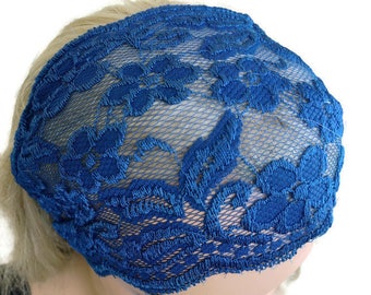 Midnight blue Stretch Lace Headband, Bridesmaids Hair Wrap-Summer fashion-Lace headbands (0016)