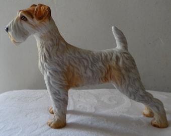 Figurine vintage bisque wire fox terrier dog