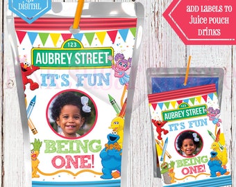 Sesame Street Juice Pouch Labels - Capri Sun Labels - Sesame Street Birthday Party - Elmo - Elmo Party - Digital - Printable - Printed