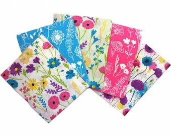 Floral Meadow Bright Fabric 100% Cotton Fat Quarter Pack