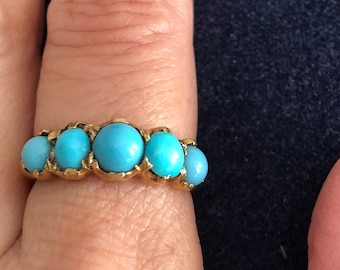 Five Stone Turquoise Gold Ring
