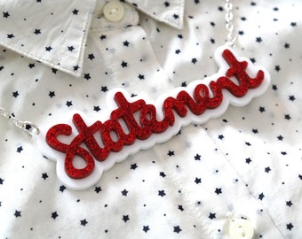 Statement Necklace, Laser Cut Acrylic Necklace, Glitter Acrylic, Handmade, Brighton, uk