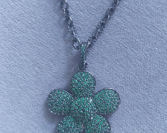 Pave Flower Necklace