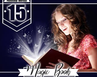 15 magic shine book overlays, Photoshop Overlays, christmas present, Photo overlay, magical glow light effect, png file