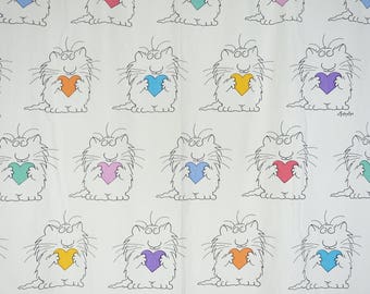 Vintage 80s Boynton Cat Print Twin Sheet Set - Flat Fitted Sheets - Retro Bedding