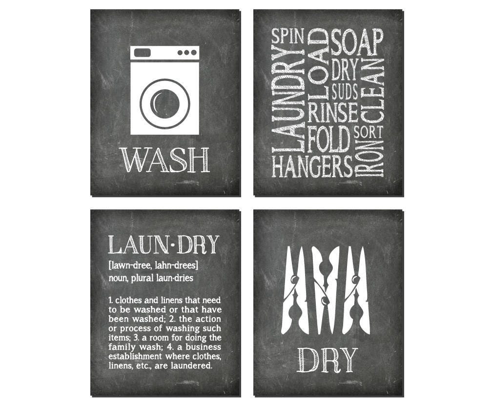  Laundry  Room Wall Art  Four PRINTs  Laundry  Symbols Wash Dry