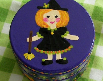Hand Painted Love Boxes Halloween Witch Box Wood