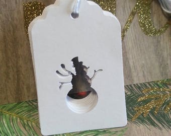 Christmas tags, Christmas gift tags, Holiday tags, Snowman tags, Set of 12