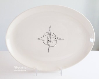 Stetson Holiday "Tiara" Oval Ceramic Platter Tray 1953 Design by Alfred Dube