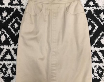Vintage Chanel khaki pencil skirt NY sample 38